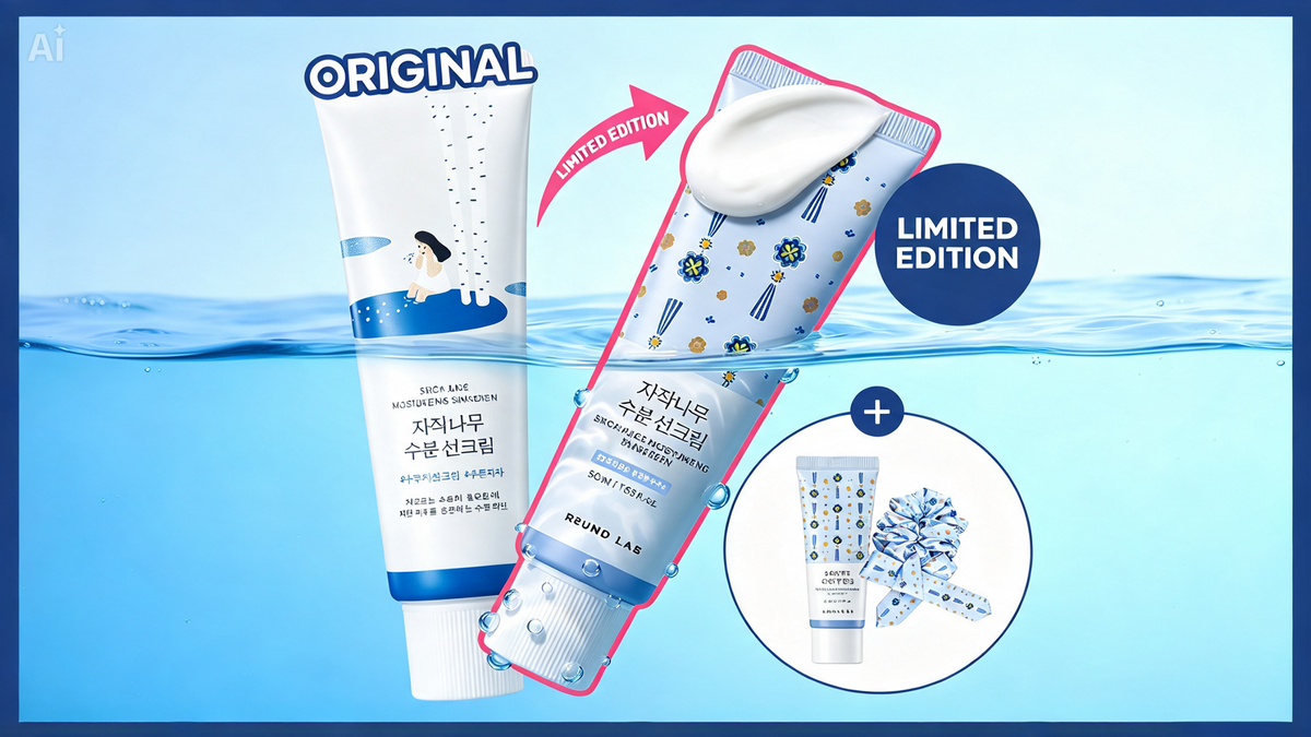 Set Round Lab Birch Juice: protector solar, limpiador de 20 ml y balaca scrunchie