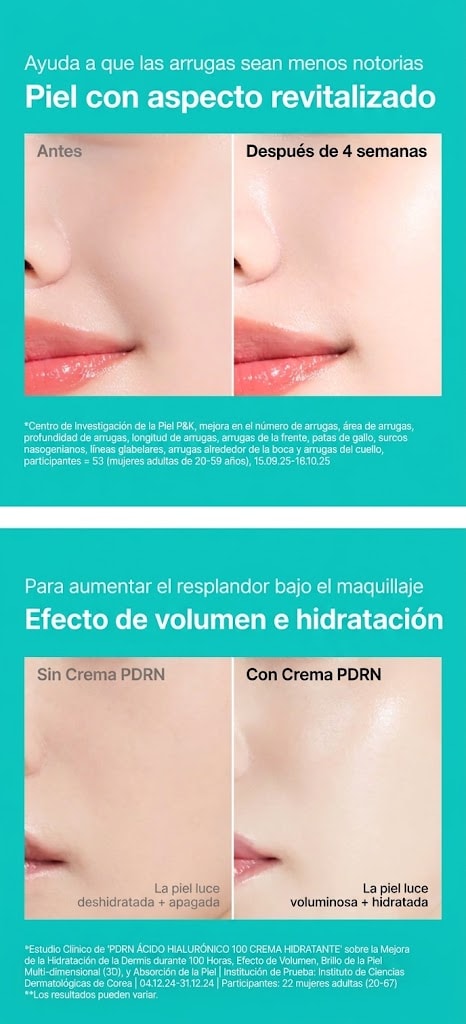 Resultados: piel con aspecto revitalizado e hidratado