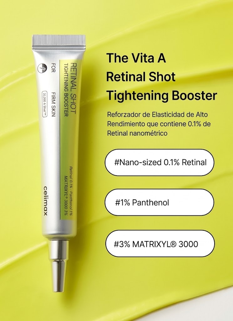 celimax Retinal Shot con retinal nanométrico 0,1 %, pantenol 1 % y Matrixyl 3000 3 %