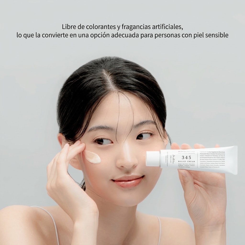 Crema sin colorantes ni fragancias artificiales, apta para piel sensible