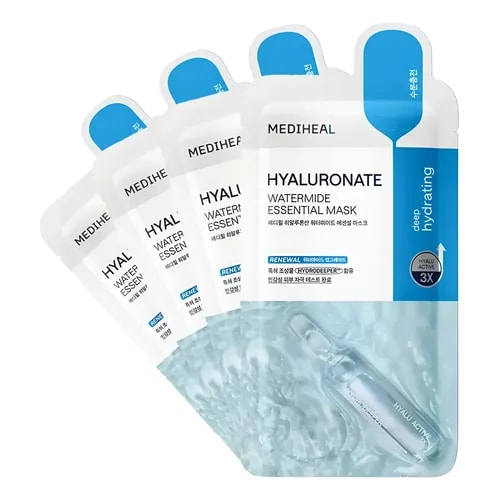 Varias mascarillas Mediheal Hyaluronate Essential, empaque anterior