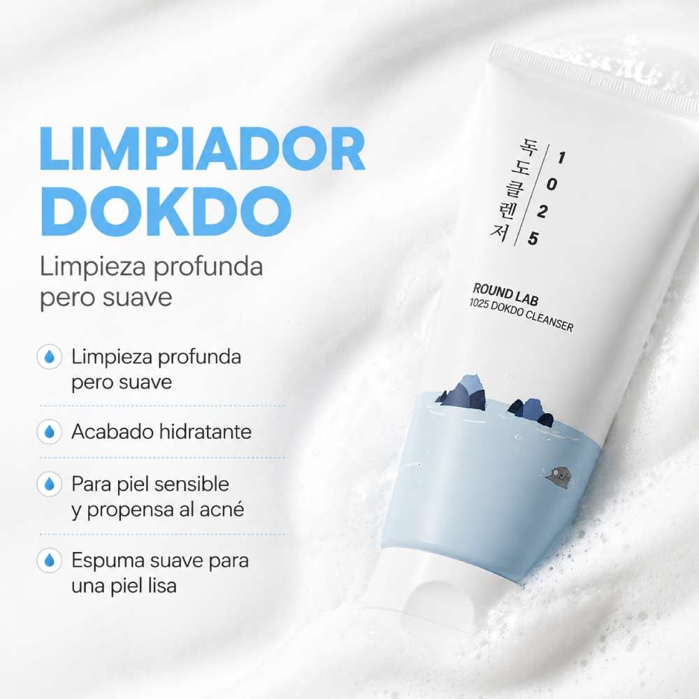 Limpiador Dokdo: limpieza profunda pero suave, acabado hidratante, para piel sensible y propensa al acné